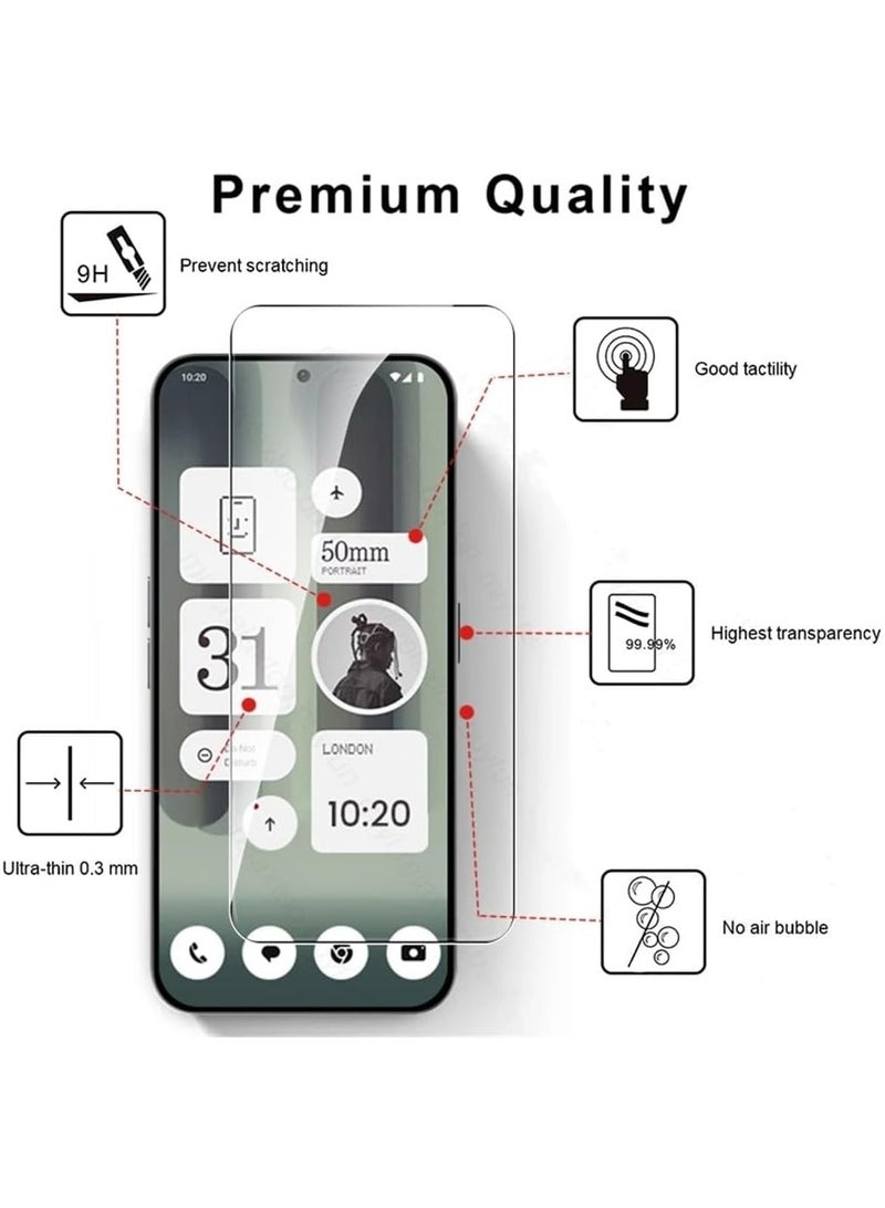 Tempered Glass Compatible with Nothing Phone (2a) Plus 2024, 【2 Pack】 Screen Protector and 【2 Pack】 Camera Lens Protector, HD Transparent, Ultra-thin, 9H Hardness Bubble-Free - Image 2